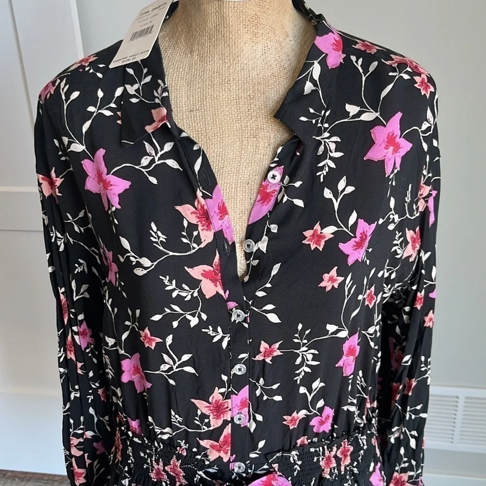 Free People Lighten Up Floral Mini Dress Medium NEW!